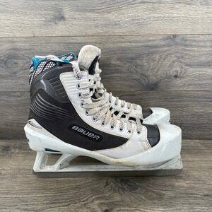 Bauer Reactor White Black Men's Ice Hockey Goalie Skates Size US 12.5 Senior